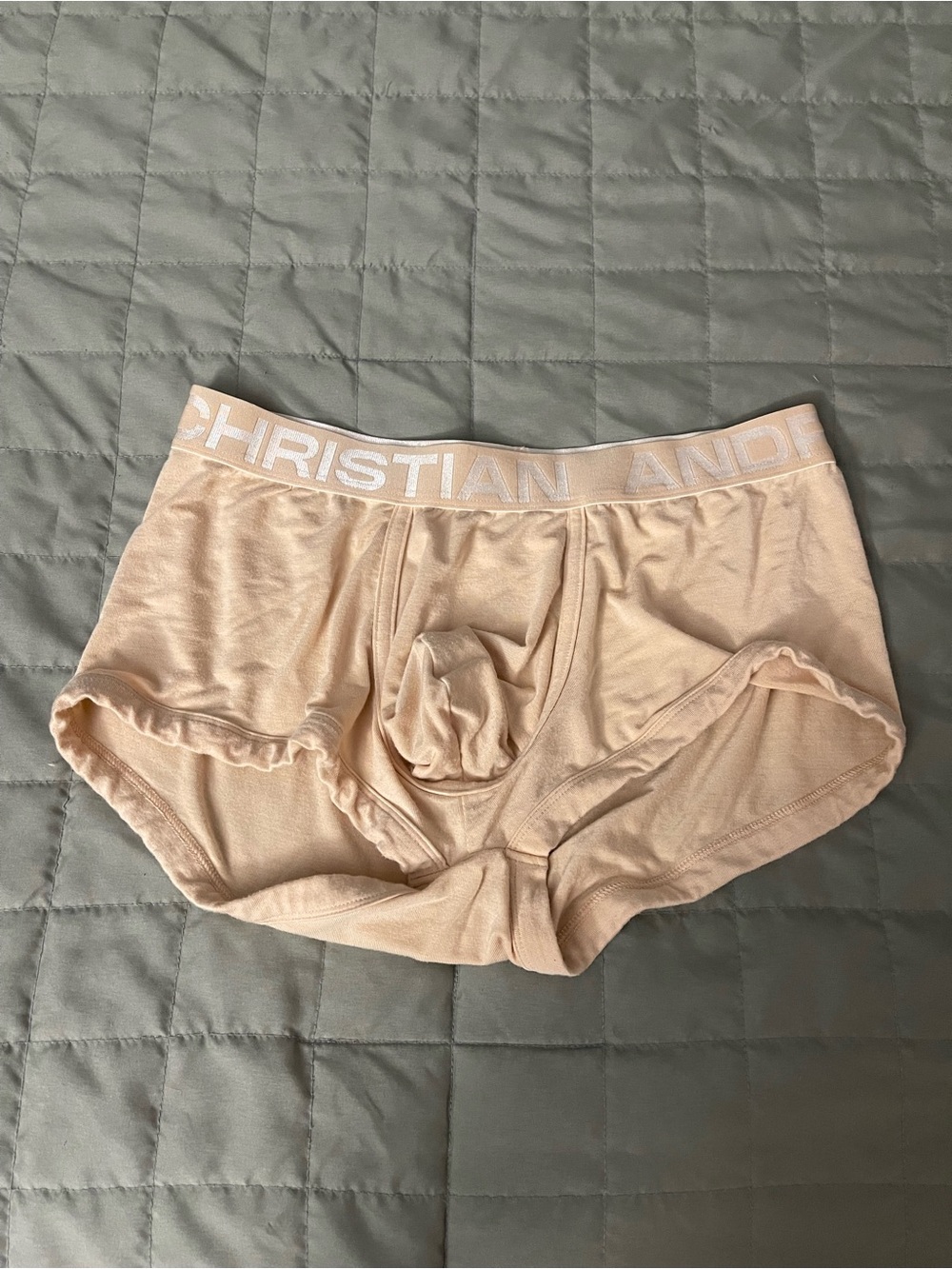 Andrew Christian Light Beige Boxer Briefs. Mens andrew Christian underwear boxer